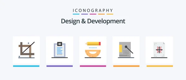 Design Och Utveckling Flat Icon Pack Inklusive Design Hink Design — Stock vektor