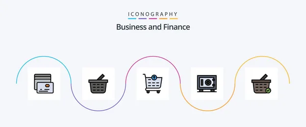 Finance Line Filled Flat Icon Pack Including Shopping Cart Shopping — Wektor stockowy
