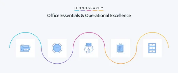 Office Essentials Operational Exellence Blue Icon Pack Including Safe Result — Stockový vektor