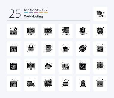 Web Sunucusu 25 Solid Glyph simgesi paketi de dahil. Ana sayfa. Bilgisayar. Eve. yıldız