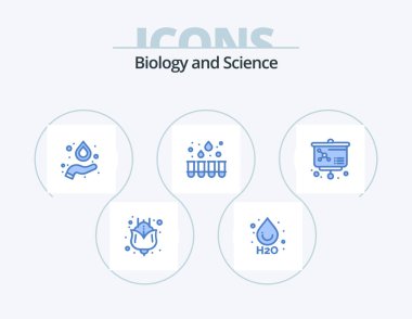 Biyoloji Mavi Simge Paketi 5 Simge Tasarımı. - Evet. - Evet. Bilim. Molekül. Ders