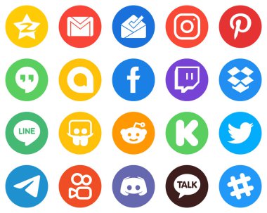 Düz Daire Beyaz Simge Koleksiyon Kutusu. meta. fb ve google allo 20 Düzenlenebilir Simge