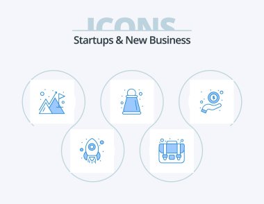 Girişimler ve Yeni İş Mavisi Simgesi 5 Simge Tasarımı. - Evet. Ödeme. Dağ. Para için. taktikler