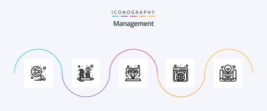 İş fikri de dahil olmak üzere yönetim hattı 5 Simge Paketi. İnternet sitesi. Elmas. İnternet. genel