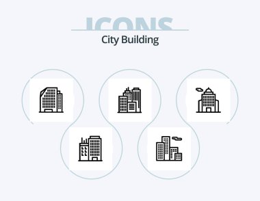 City Building Line Icon Pack 5 Icon Design. . office.