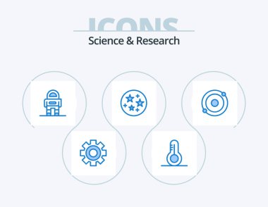 Science Blue Icon Pack 5 Simge Tasarımı. - Evet. Molekül. robot. atom. boşluk