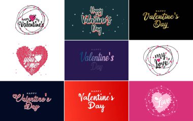 Happy Valentine's Day typography design with a heart-shaped balloon and a gradient color scheme