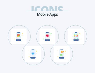 Mobil Uygulamalar Düz Simge Paketi 5 Simge Tasarımı. Uygulama. - Telefon. pp. Çıkmak. etkileşim