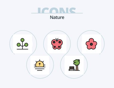 Doğa Çizgisi Simge Paketi 5 Simge Tasarımı. Doğa. Ekoloji. Bahçe. Burada. Doğa