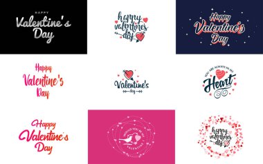Happy Valentine's Day greeting card template with a romantic theme and a red and pink color scheme
