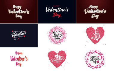 Happy Valentine's Day greeting card template with a floral theme and a pink color scheme