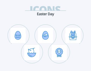 Paskalya Mavi Simgesi 5 Simge Tasarımı. El arabası. Doğa. Kutlama. Paskalya. yumurta