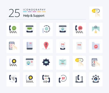 Rehberi de içeren 25 Düz Renk simgesini Yardım ve Destekle. Kitap. E-posta. Destek. yardım