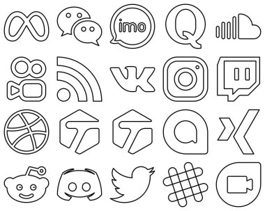 Instagram gibi 20 Zarif Siyah Taslak Sosyal Medya Simgesi. Beslen. quora. rss ve müzik ikonları. Yaratıcı ve göz alıcı.