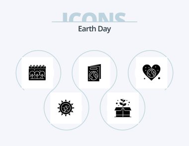 Dünya Günü Sembol Paketi 5 Simge Tasarımı. Gün. Dünya. Takvim. Küre. kitap