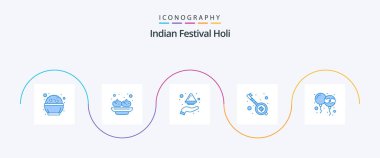 Holi Blue 5 Simge Paketi, balon dahil. veena. Elini ver. Müzik. toz