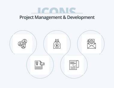 Proje Yönetimi ve Geliştirme Hattı Simgesi 5 Simge Tasarımı. Gol. Hedef. Ağ. Başarı. ampul