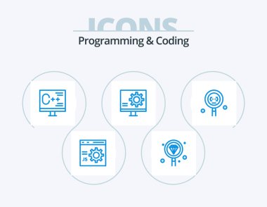 Programlama ve Kodlama Mavi Simge Paketi 5 Simge Tasarımı. Geliştirme. Kodlama. Geliştirme. Düzelt. geliştirme
