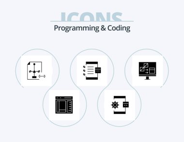 Programlama ve Kodlama Simgesi Simgesi 5 Simge Tasarımı. Geliştir. Uygulama. Geliştirme. Dosya. geliştirme