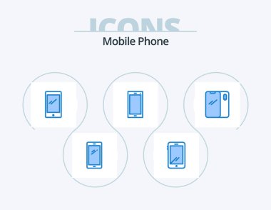 Mobile Phone Blue Icon Pack 5 Icon Design. .