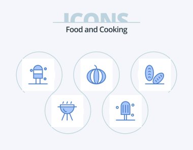 Food Blue Icon Pack 5 Simge Tasarımı. - Evet. Balkabağım. yiyecek