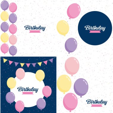 Vector illustration of aHappy Birthday celebration background with balloons. banner. and confetti for greeting cards