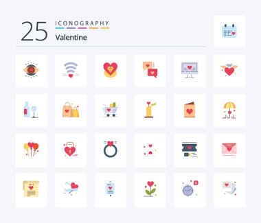 Sevgi de dahil 25. Sevgiler Günü renkli simge paketi. Aşk. Kablosuz. Gün. Sevgililer Günü