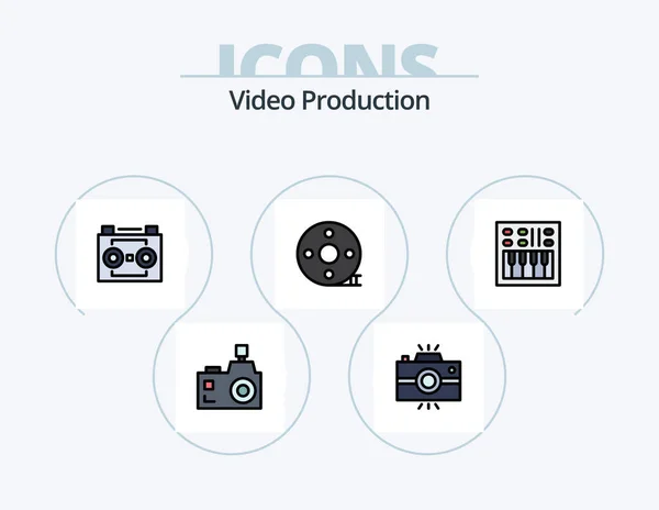 Video Production Line Filled Icon Pack Icon Design Handykamera Camcorder — Stockvektor