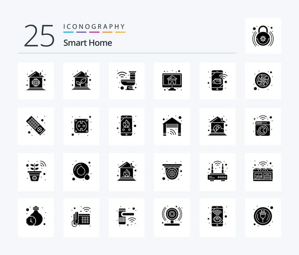 Smart Home Solid Glyph Icon Pack Including Monitor Home House — Stockový vektor