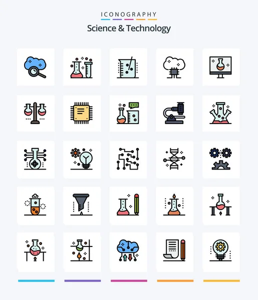 Creative Science Technology Line Filled Icon Pack Wie Öko Tests — Stockvektor