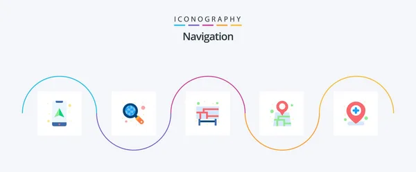 Navigation Flat Icon Pack Including Location Map Add Location — Vettoriale Stock