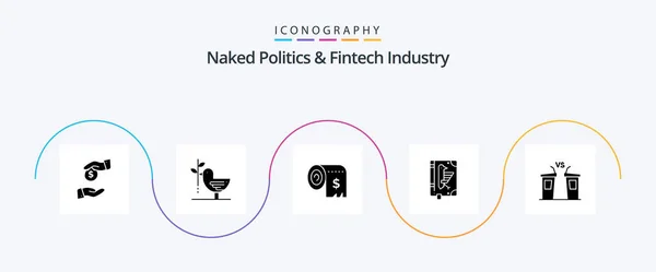 Naked Politics Fintech Industry Glyph Icon Pack Including Declaration Codex — Stock Vector
