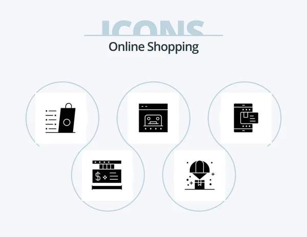 Boutique Ligne Glyph Icon Pack Icon Design Ligne Les Affaires — Image vectorielle