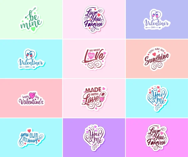 Express Your Love Valentine Day Typography Graphics Stickers — Archivo Imágenes Vectoriales