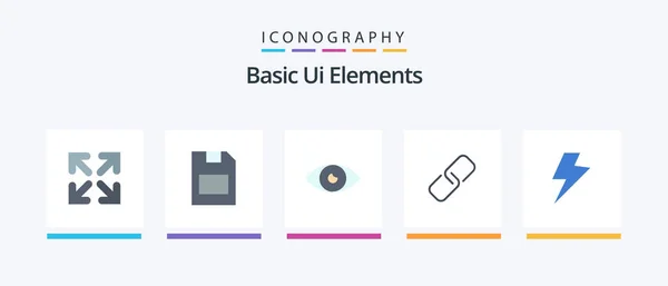 Basic Elements Flat Icon Pack Including Charg Metal Basic Icon — Archivo Imágenes Vectoriales