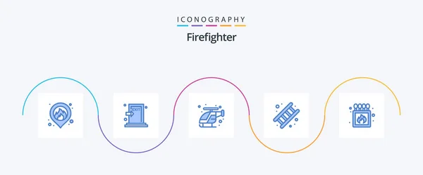Firefighter Blue Icon Pack Including Camping Service Emergency Job Fire — Stock Vector