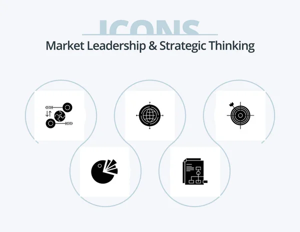Market Leadership Strategic Thinking Glyph Icon Pack Icon Design Focus — Stock Vector