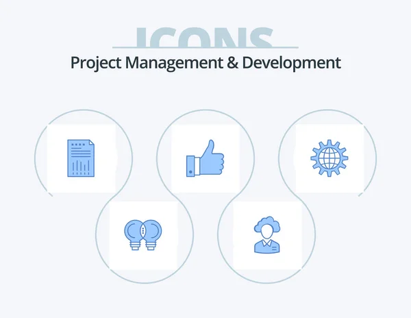 Project Management Development Blue Icon Pack Icon Design Report Graph — Stockvektor
