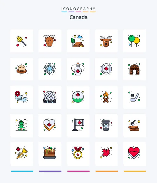 Creative Canada Line Filled Icon Pack Celebrate Mammal Adventure Elk — Stock vektor