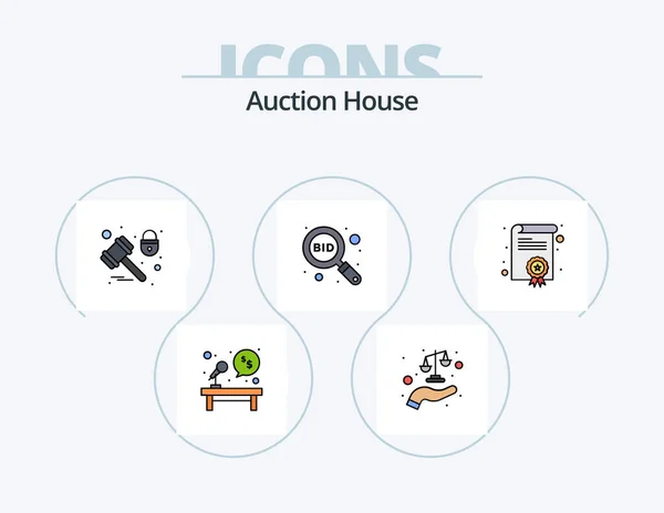 Auction Line Filled Icon Pack Icon Design Tag Label Megaphone — Stockvektor
