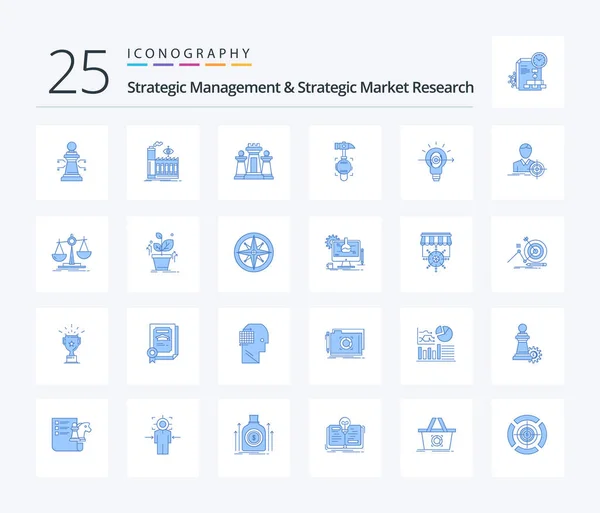 Strategic Management Strategic Market Research Blue Color Icon Pack Including — Vetor de Stock