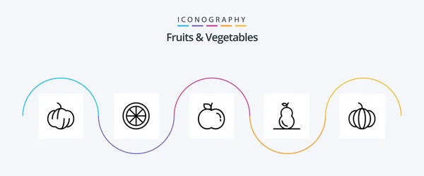 Paquete Iconos Línea Frutas Verduras Incluyendo Comida Legumbres — Vector de stock