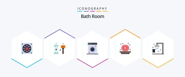 Bath Room Flat Icon Pack Including Bath Shower Shower Bathroom — Image vectorielle