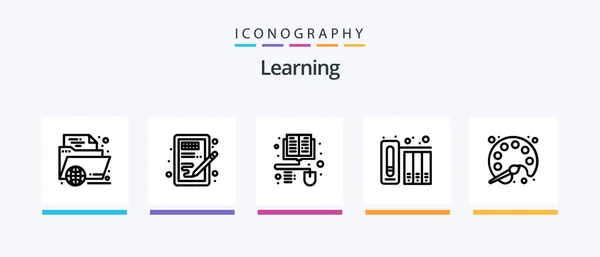 Learning Line Icon Pack Including Tutorial Internet Learning Study Time — Stock Vector