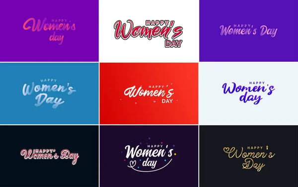 Set International Women Day Cards Logo — Vetor de Stock