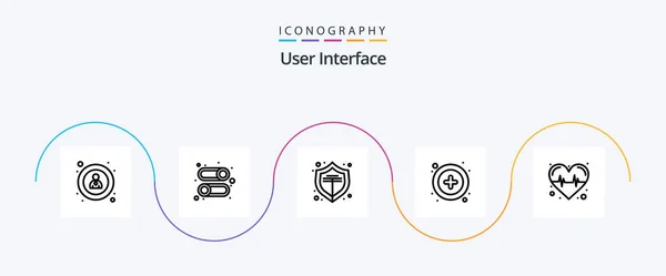Interface Utilisateur Ligne Icône Pack Incluant Pouls Protéger Coeur Utilisateur — Image vectorielle