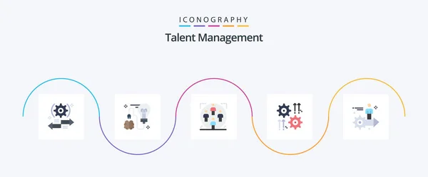 Talent Management Flat Icon Pack Including Cog Setting Bulb Family — ストックベクタ