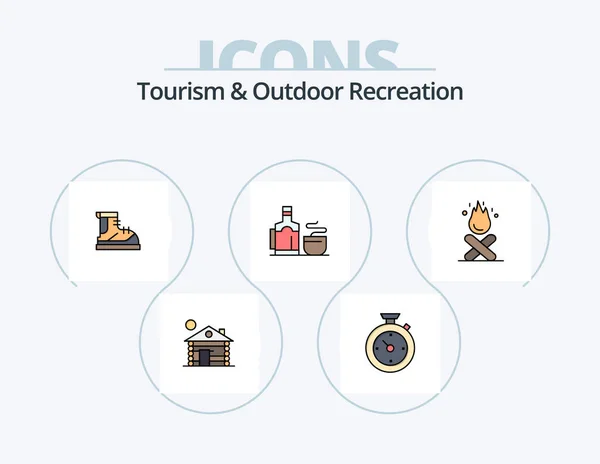 Tourism Outdoor Recreation Line Filled Icon Pack Icon Design Backbag — Stockový vektor