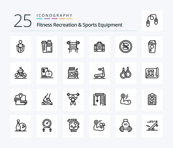 Fitness Recreation Sports Equipment Line Icon Pack Including Gym Bag — Wektor stockowy