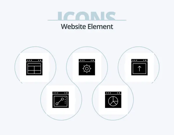 Website Element Glyph Icon Pack Icon Design Browser Website Interface — Vector de stock